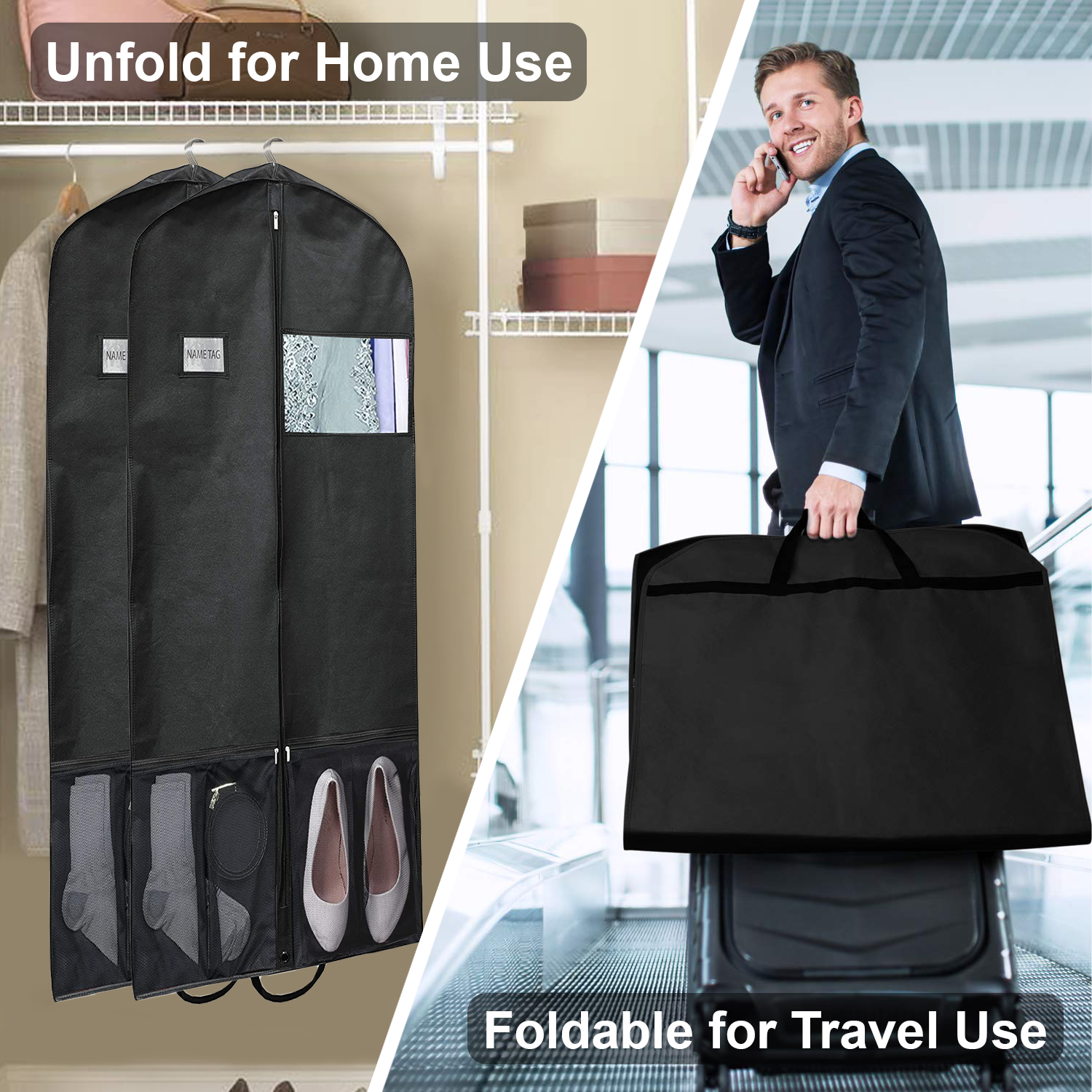 Best 2 Pack 60 Garment Bags For Travel | closet Storage | business travel