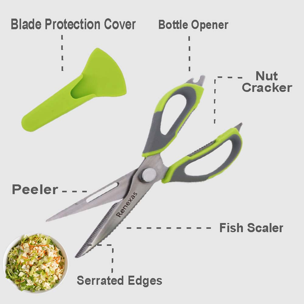 Best 1 Pack  all Purpose stainless steel kitchen scissors for cutting meat, Herbs, Chicken, Poultry (Green)