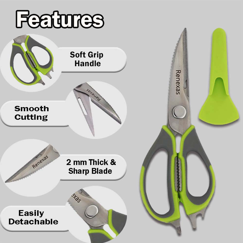 Best 1 Pack  all Purpose stainless steel kitchen scissors for cutting meat, Herbs, Chicken, Poultry (Green)