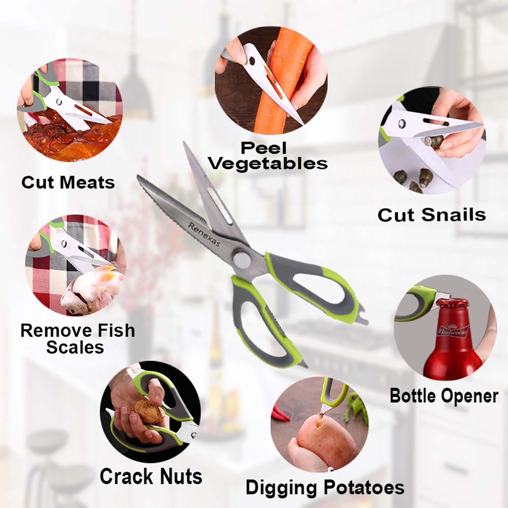Best 1 Pack  all Purpose stainless steel kitchen scissors for cutting meat, Herbs, Chicken, Poultry (Green)
