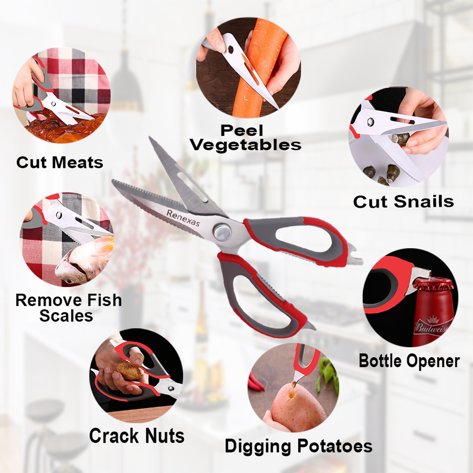 Best 1 Pack  all Purpose stainless steel kitchen scissors for cutting meat, Herbs, Chicken, Poultry (Green)