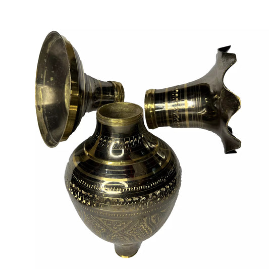 Antique Brass Decorative Flower Vase Vintage Carved for Home Decoration.