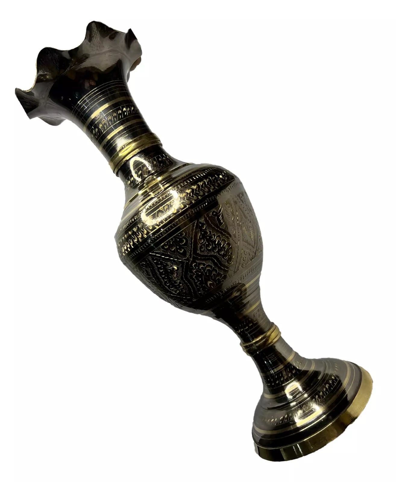 Antique Brass Decorative Flower Vase Vintage Carved for Home Decoration.
