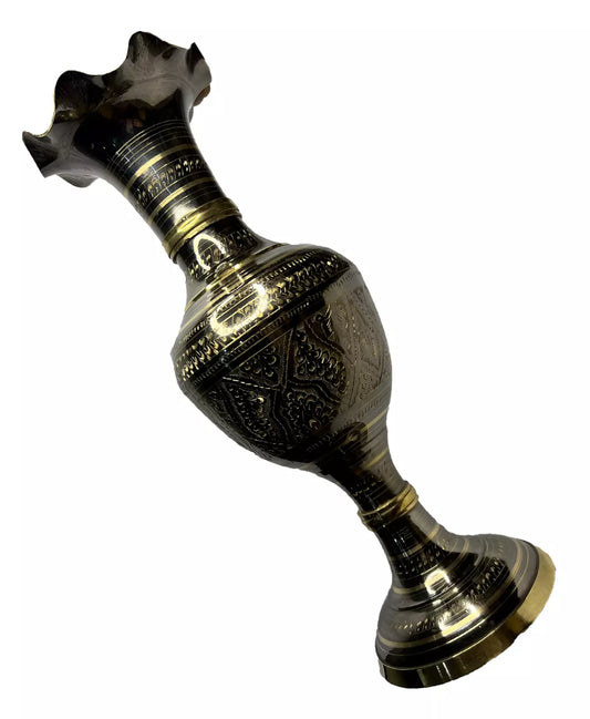 Antique Brass Decorative Flower Vase Vintage Carved for Home Decoration.
