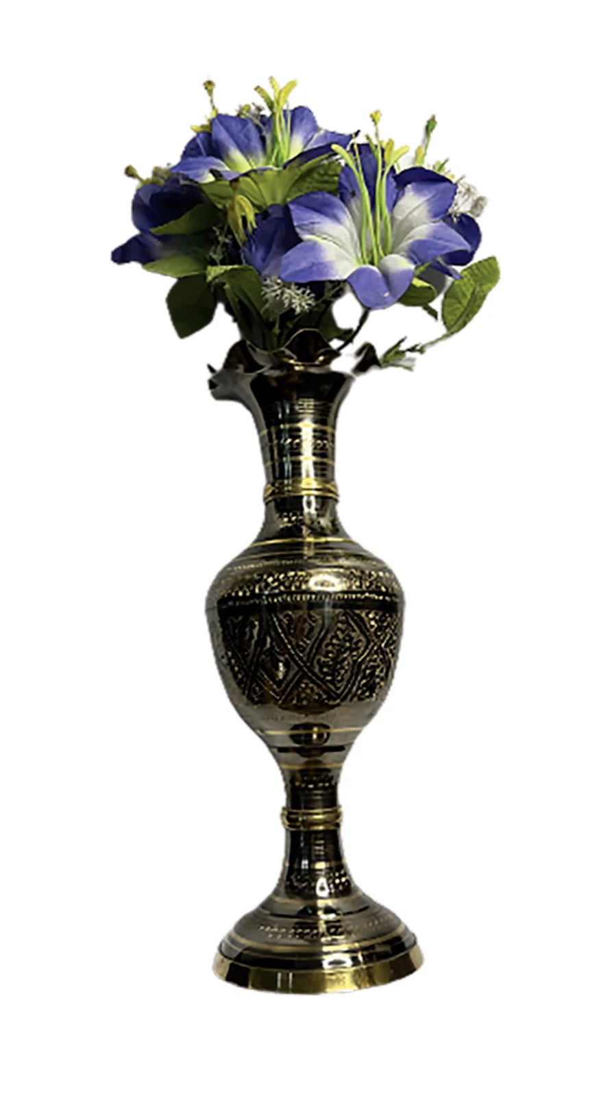 Antique Brass Decorative Flower Vase Vintage Carved for Home Decoration.