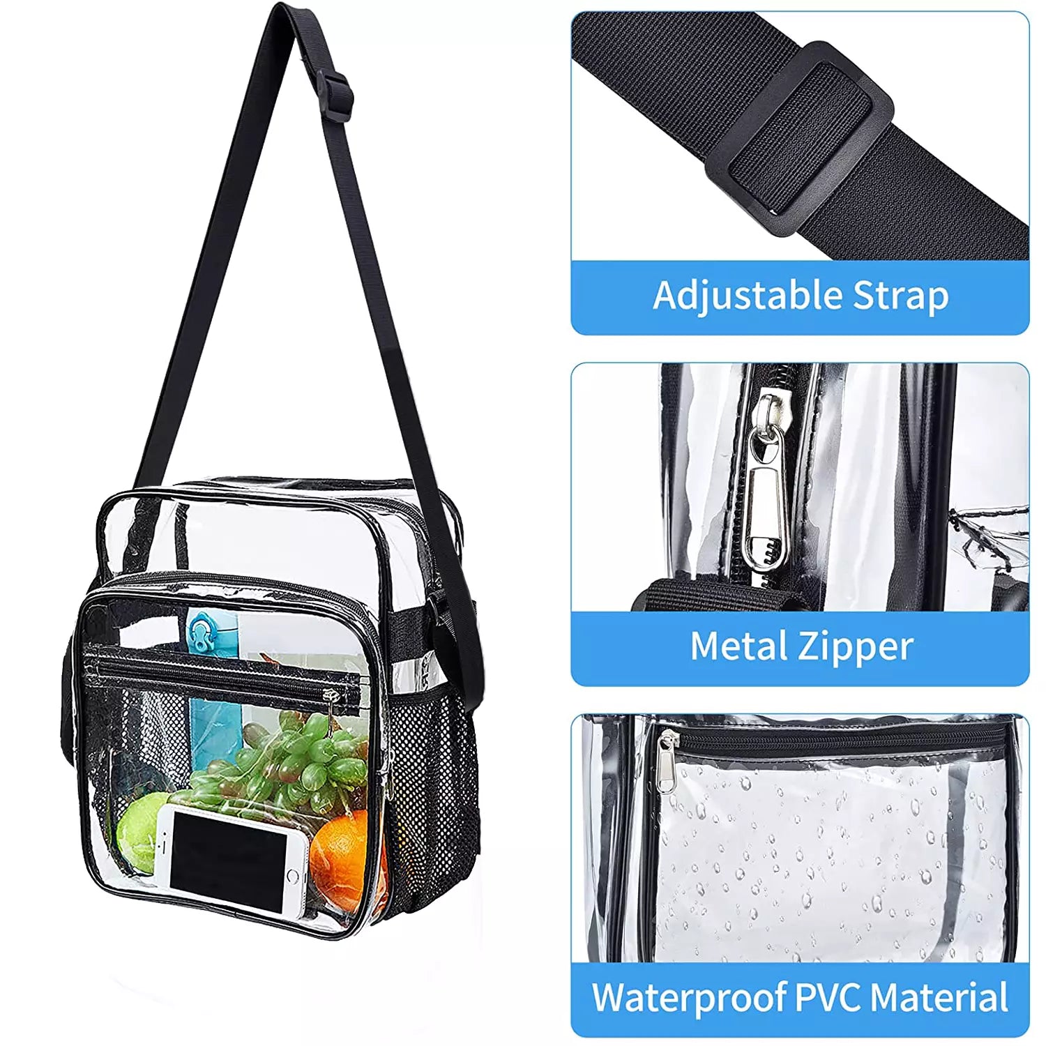 Heavy Duty Clear Transparent Backpack See Through Book-Bag Clear PVC Tote Pack