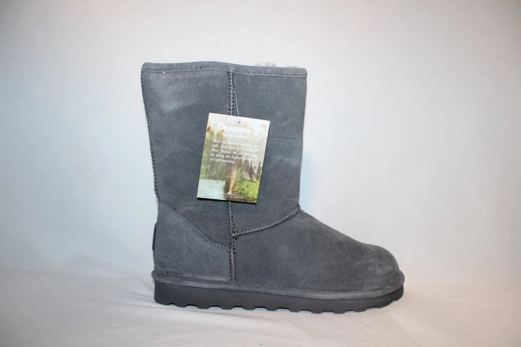 BEARPAW Sheep Skin Winter Pull On Boots Thermal Gray Womens Boots With Ankle.
