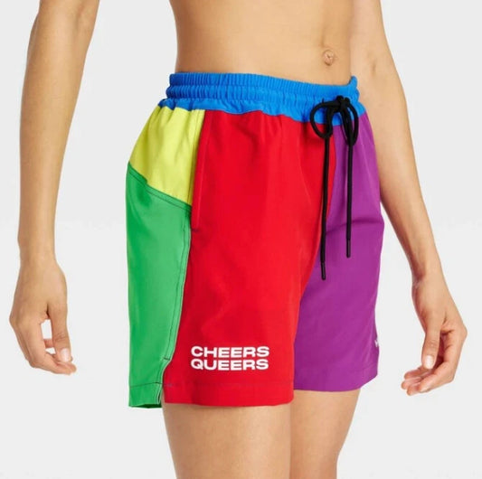 Retro Multi-colored Swimming Trunks Shorts For Men, Beach wear